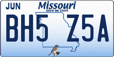 MO license plate BH5Z5A