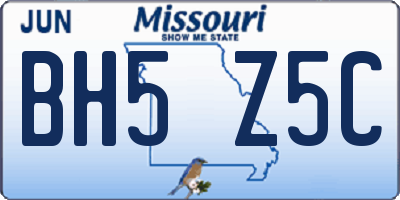 MO license plate BH5Z5C