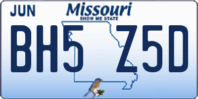 MO license plate BH5Z5D