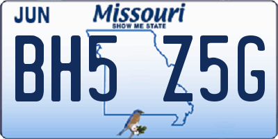 MO license plate BH5Z5G