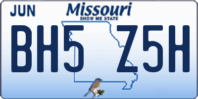 MO license plate BH5Z5H