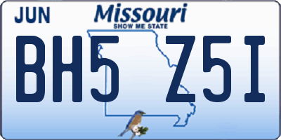 MO license plate BH5Z5I