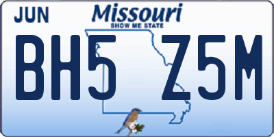 MO license plate BH5Z5M