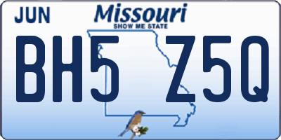 MO license plate BH5Z5Q