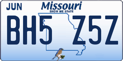 MO license plate BH5Z5Z