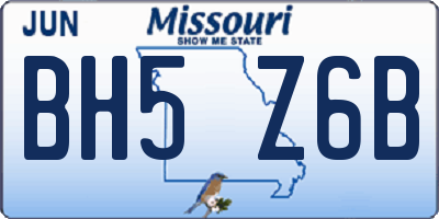 MO license plate BH5Z6B