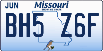 MO license plate BH5Z6F