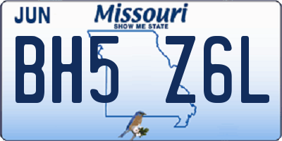 MO license plate BH5Z6L