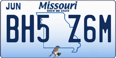 MO license plate BH5Z6M