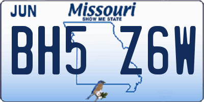 MO license plate BH5Z6W