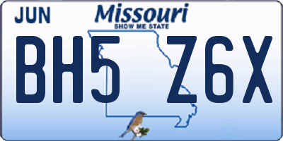 MO license plate BH5Z6X