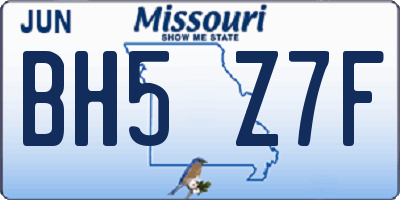 MO license plate BH5Z7F