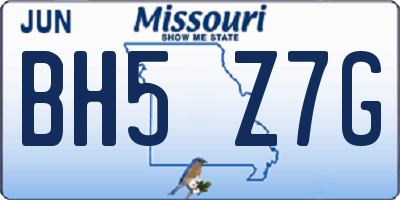 MO license plate BH5Z7G