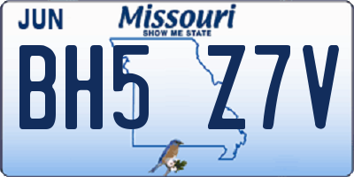 MO license plate BH5Z7V