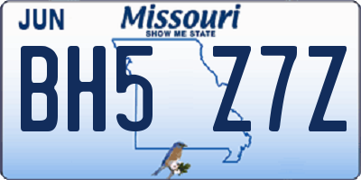 MO license plate BH5Z7Z