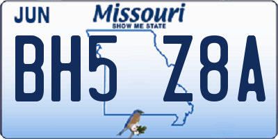 MO license plate BH5Z8A