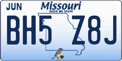 MO license plate BH5Z8J
