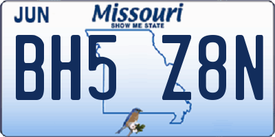 MO license plate BH5Z8N