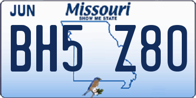 MO license plate BH5Z8O