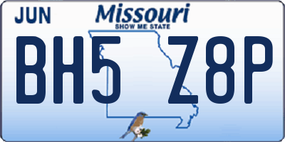 MO license plate BH5Z8P