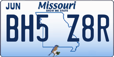 MO license plate BH5Z8R