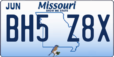 MO license plate BH5Z8X