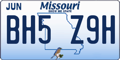 MO license plate BH5Z9H