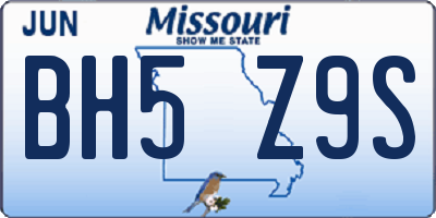 MO license plate BH5Z9S
