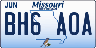 MO license plate BH6A0A