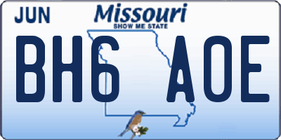 MO license plate BH6A0E