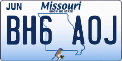 MO license plate BH6A0J