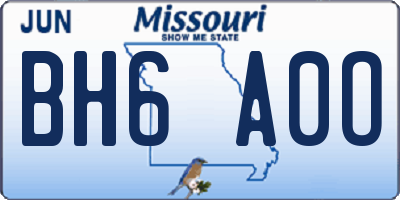 MO license plate BH6A0O