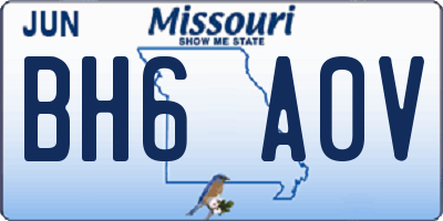 MO license plate BH6A0V