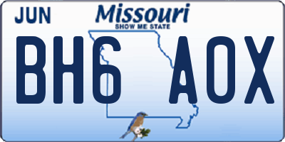 MO license plate BH6A0X