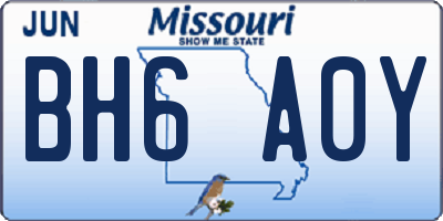 MO license plate BH6A0Y