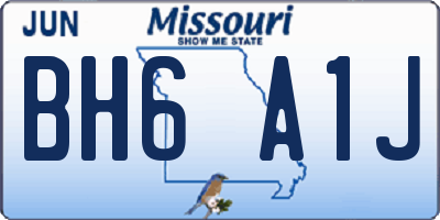 MO license plate BH6A1J