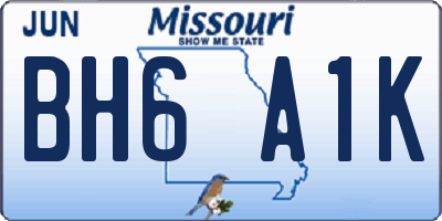 MO license plate BH6A1K