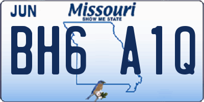 MO license plate BH6A1Q
