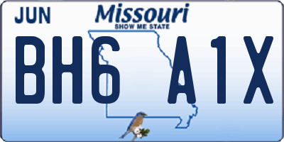 MO license plate BH6A1X
