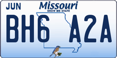 MO license plate BH6A2A