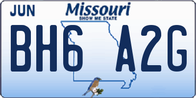 MO license plate BH6A2G