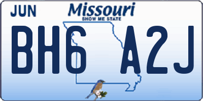 MO license plate BH6A2J