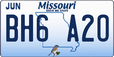 MO license plate BH6A2O