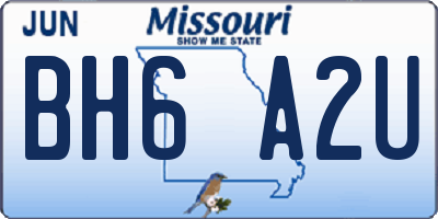 MO license plate BH6A2U