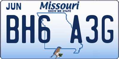 MO license plate BH6A3G