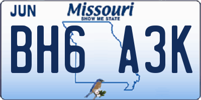 MO license plate BH6A3K
