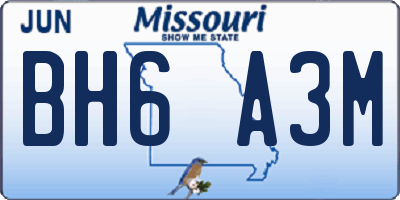 MO license plate BH6A3M