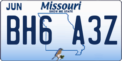 MO license plate BH6A3Z