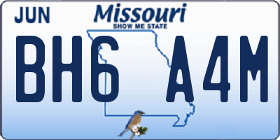 MO license plate BH6A4M