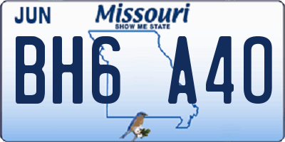 MO license plate BH6A4O